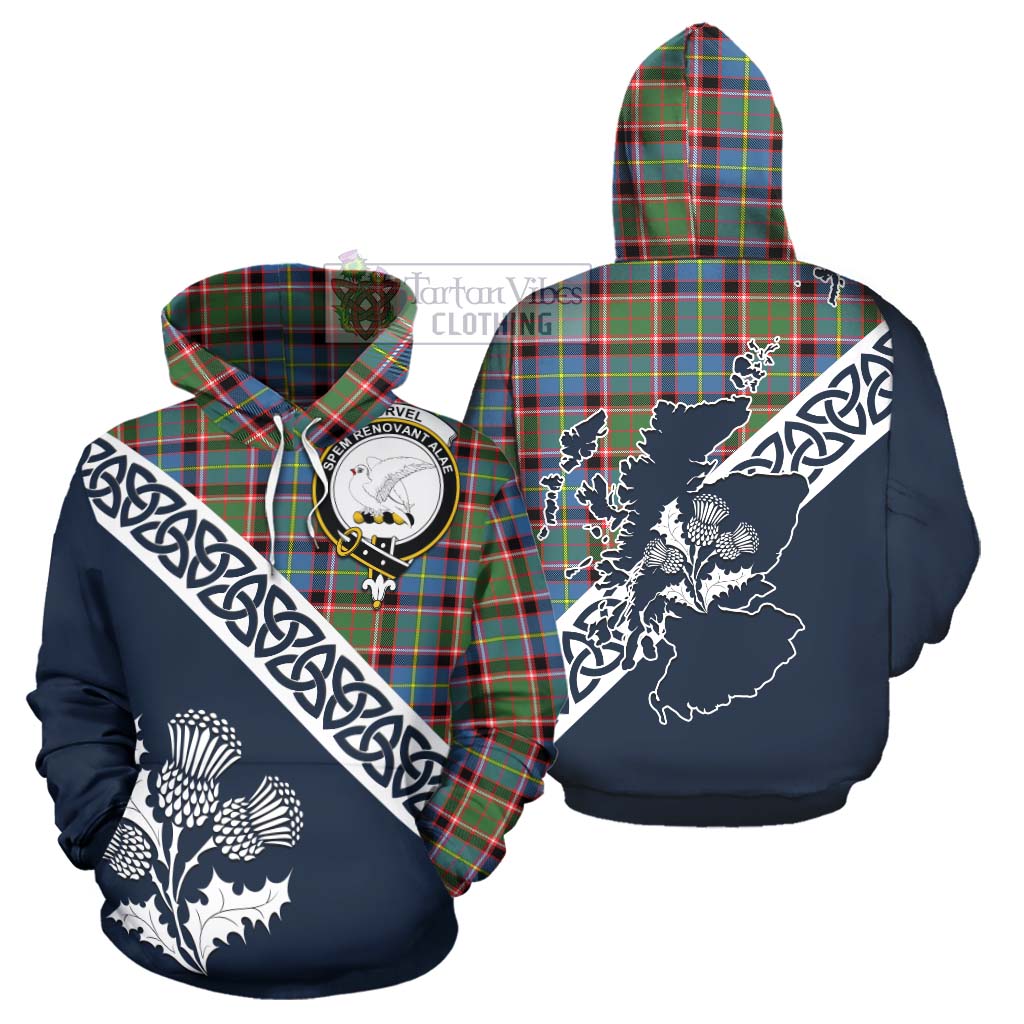 Tartan Vibes Clothing Norvel Tartan Hoodie Featuring Thistle and Scotland Map