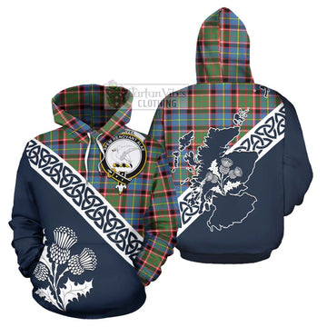 Norvel Tartan Hoodie Featuring Thistle and Scotland Map