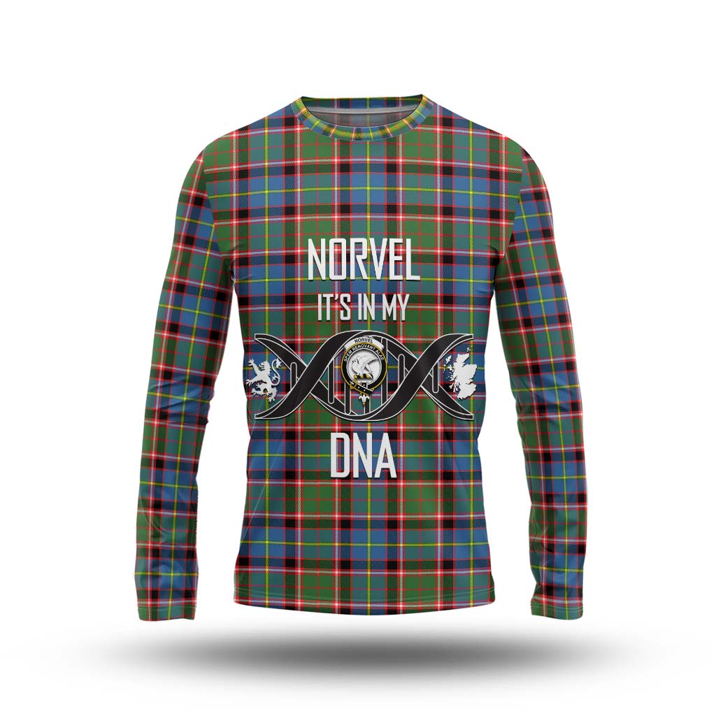 Tartan Vibes Clothing Norvel Tartan Long Sleeve T-Shirt with Family Crest DNA In Me Style