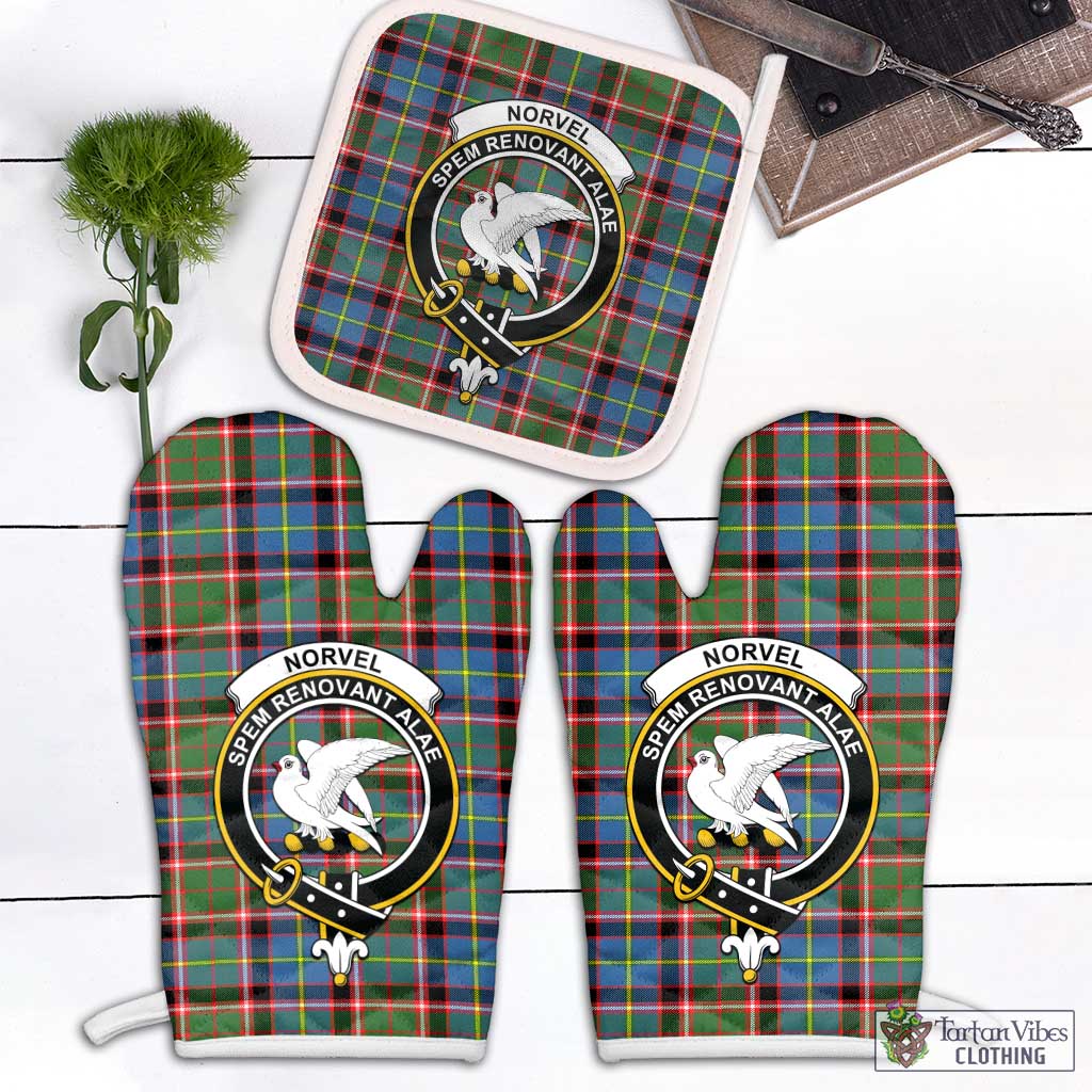 Tartan Vibes Clothing Norvel Tartan Combo Oven Mitt & Pot-Holder with Family Crest