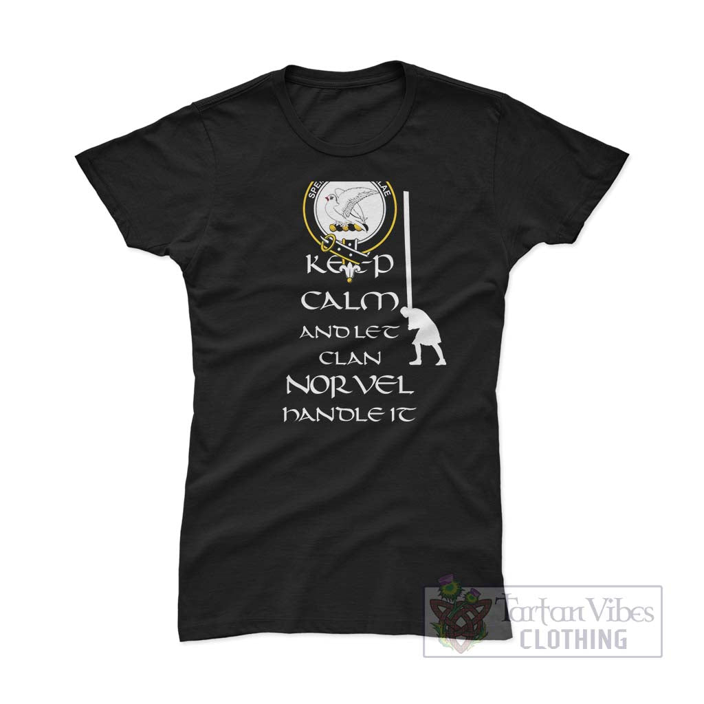 Tartan Vibes Clothing Norvel Clan Women's T-Shirt: Keep Calm and Let the Clan Handle It – Caber Toss Highland Games Style