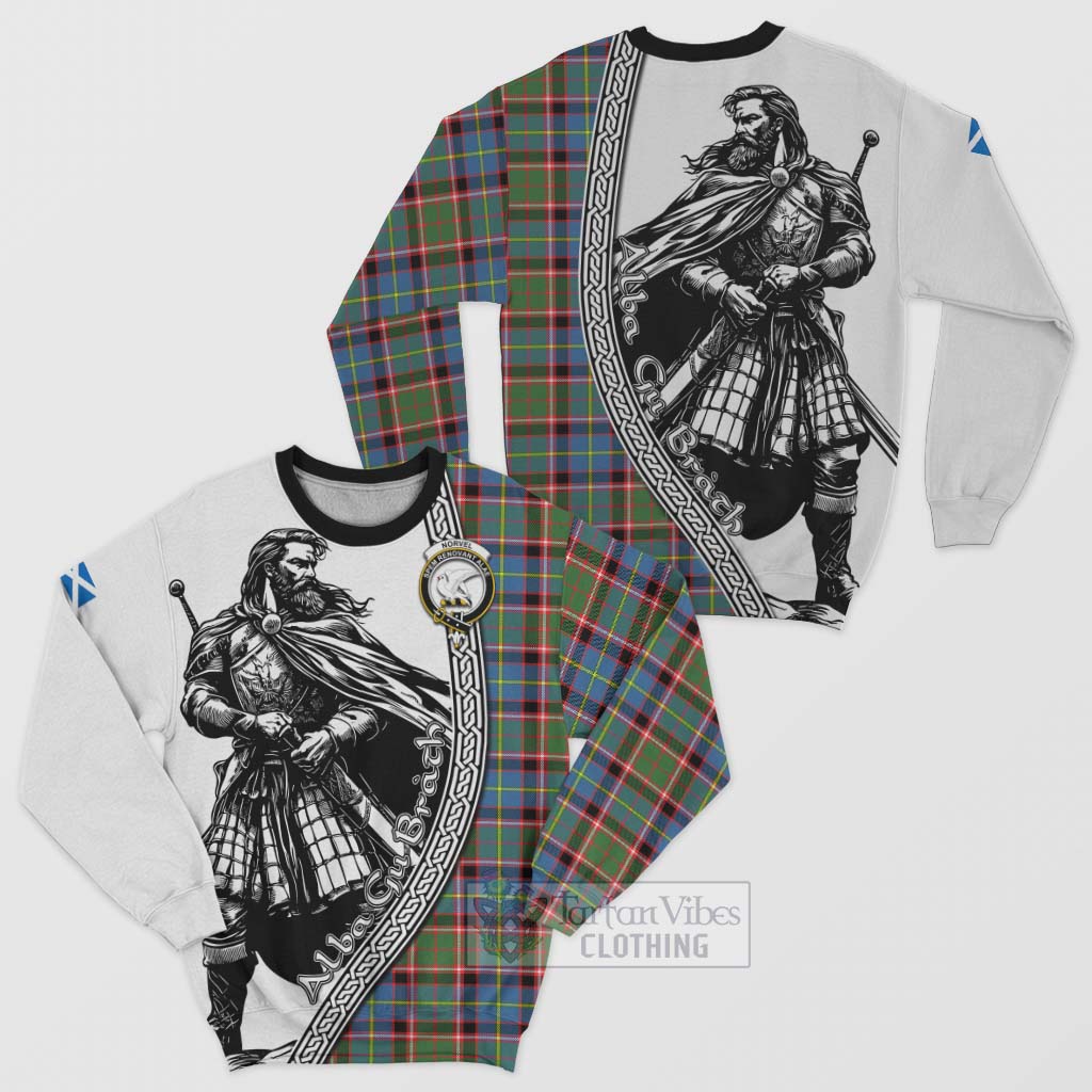 Tartan Vibes Clothing Norvel Tartan Clan Crest Sweatshirt with Highlander Warrior Celtic Style