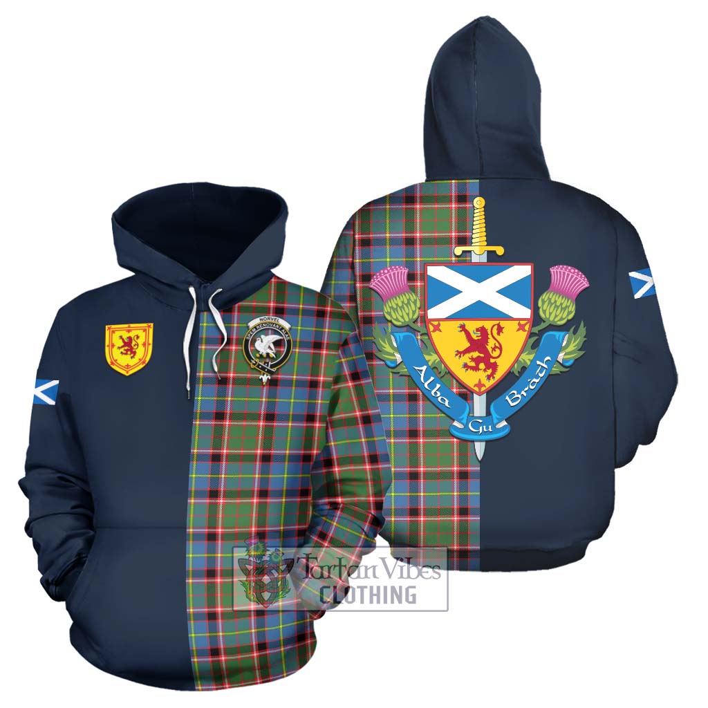 Tartan Vibes Clothing Norvel Tartan Hoodie with Scottish Lion Royal Arm Half Style