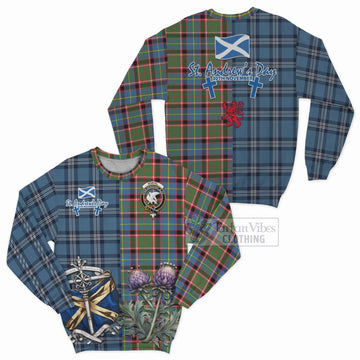 Norvel Tartan Sweatshirt Happy St. Andrew's Day Half Tartan Style