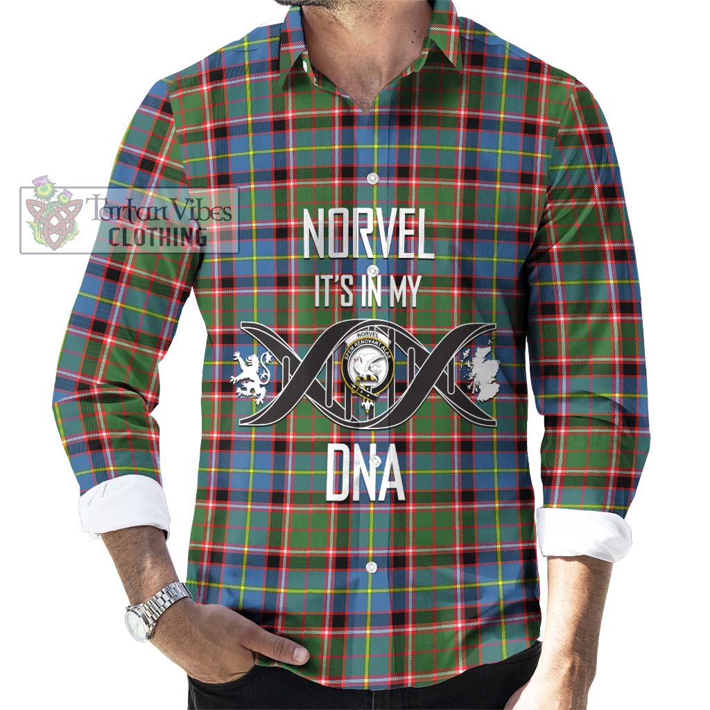 Tartan Vibes Clothing Norvel Tartan Long Sleeve Button Shirt with Family Crest DNA In Me Style