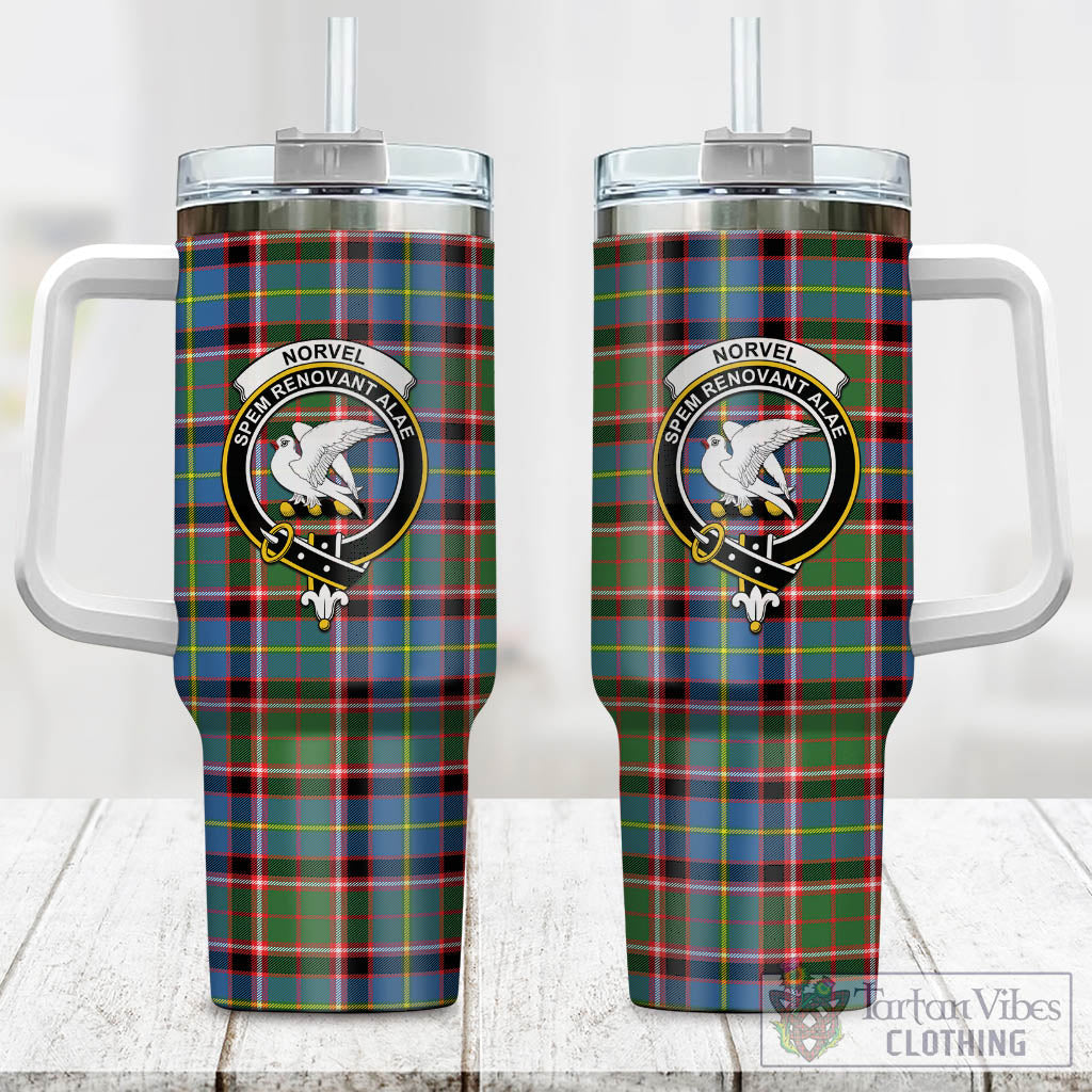 Tartan Vibes Clothing Norvel Tartan and Family Crest Tumbler with Handle