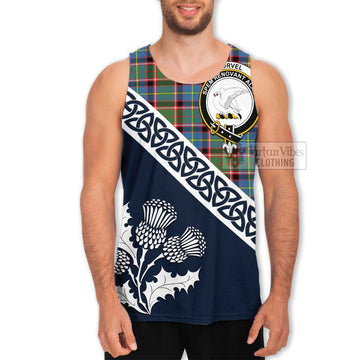 Norvel Tartan Men's Tank Top Featuring Thistle and Scotland Map