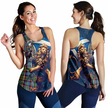 Norvel Tartan Family Crest Women's Racerback Tanks with Scottish Majestic Lion 4XL - Tartan Vibes Clothing