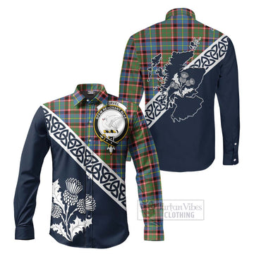 Norvel Tartan Long Sleeve Button Shirt Featuring Thistle and Scotland Map