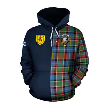 Norvel Tartan Cotton Hoodie Alba with Scottish Lion Royal Arm Half Style