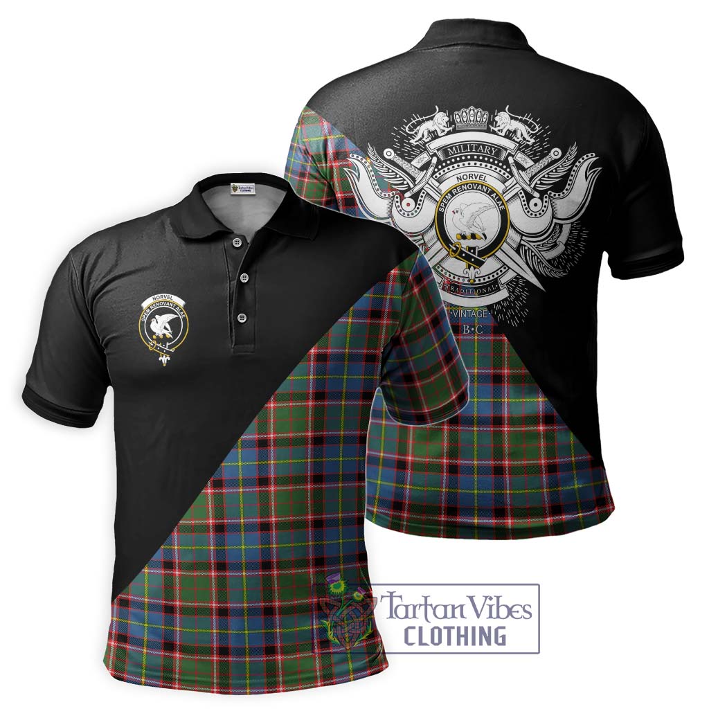 Tartan Vibes Clothing Norvel Tartan Polo Shirt with Family Crest and Military Logo Style