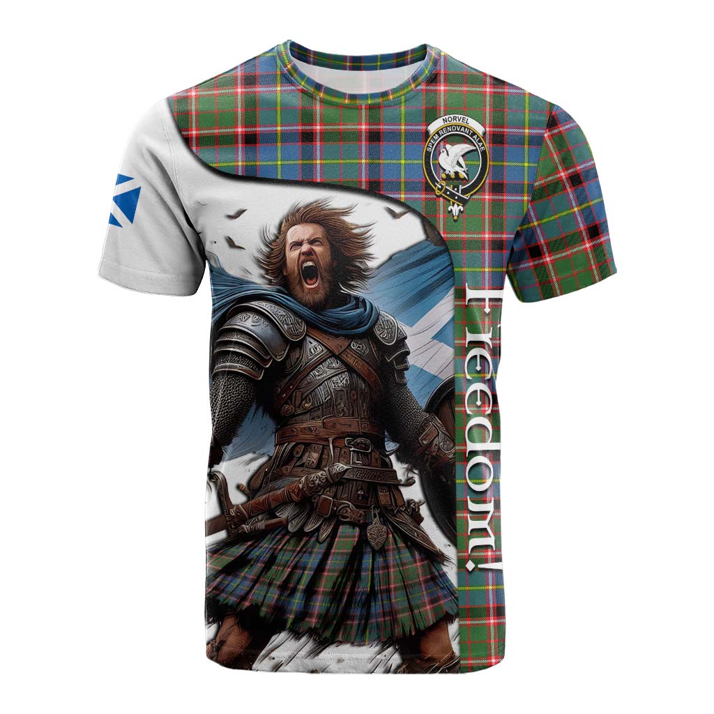 Tartan Vibes Clothing Norvel Crest Tartan Cotton T-shirt Inspired by the Freedom of Scottish Warrior