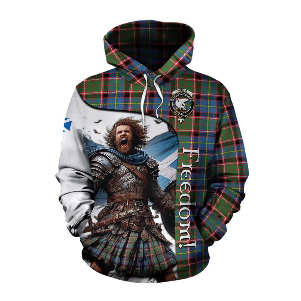 Tartan Vibes Clothing Norvel Crest Tartan Cotton Hoodie Inspired by the Freedom of Scottish Warrior