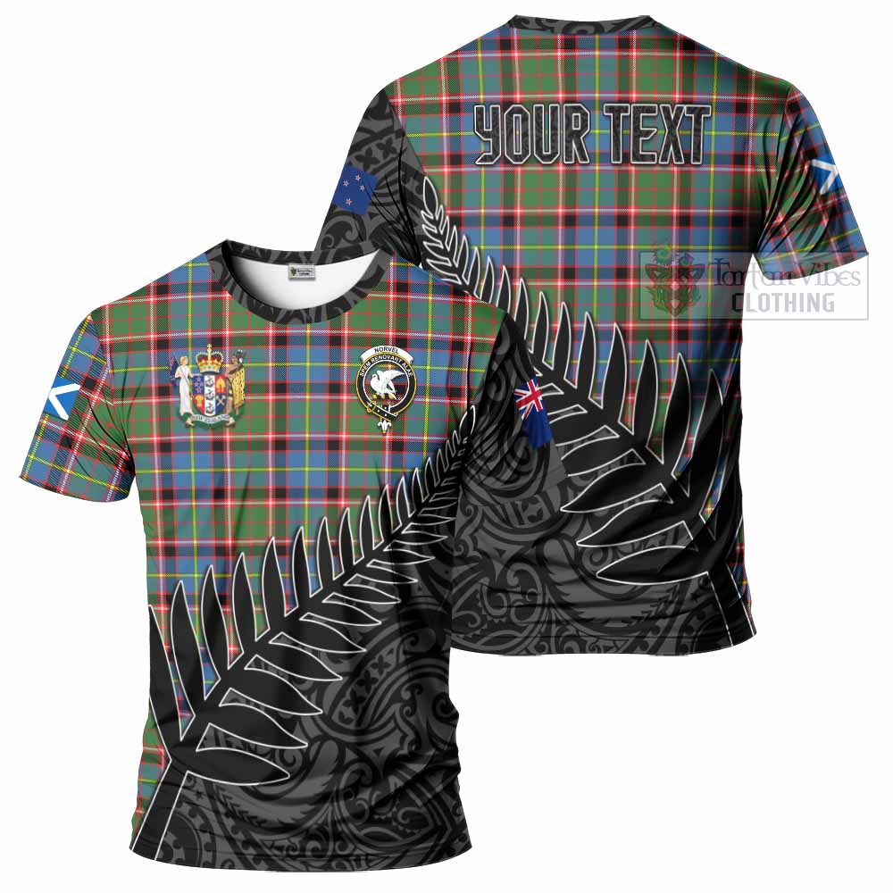 Tartan Vibes Clothing Norvel Crest Tartan T-Shirt with New Zealand Silver Fern Half Style