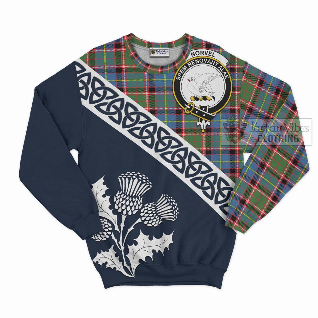 Tartan Vibes Clothing Norvel Tartan Sweatshirt Featuring Thistle and Scotland Map