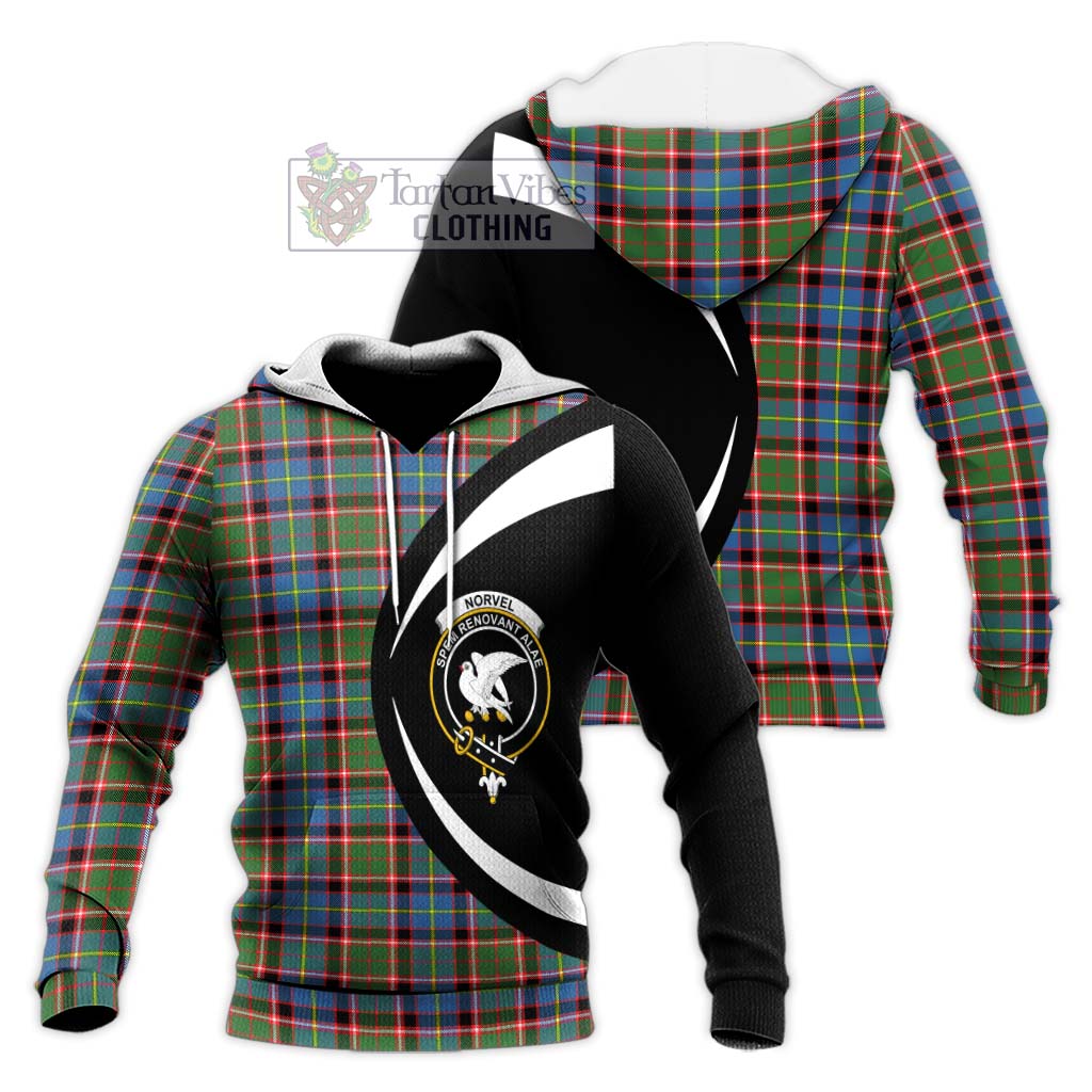 Tartan Vibes Clothing Norvel Tartan Knitted Hoodie with Family Crest Circle Style