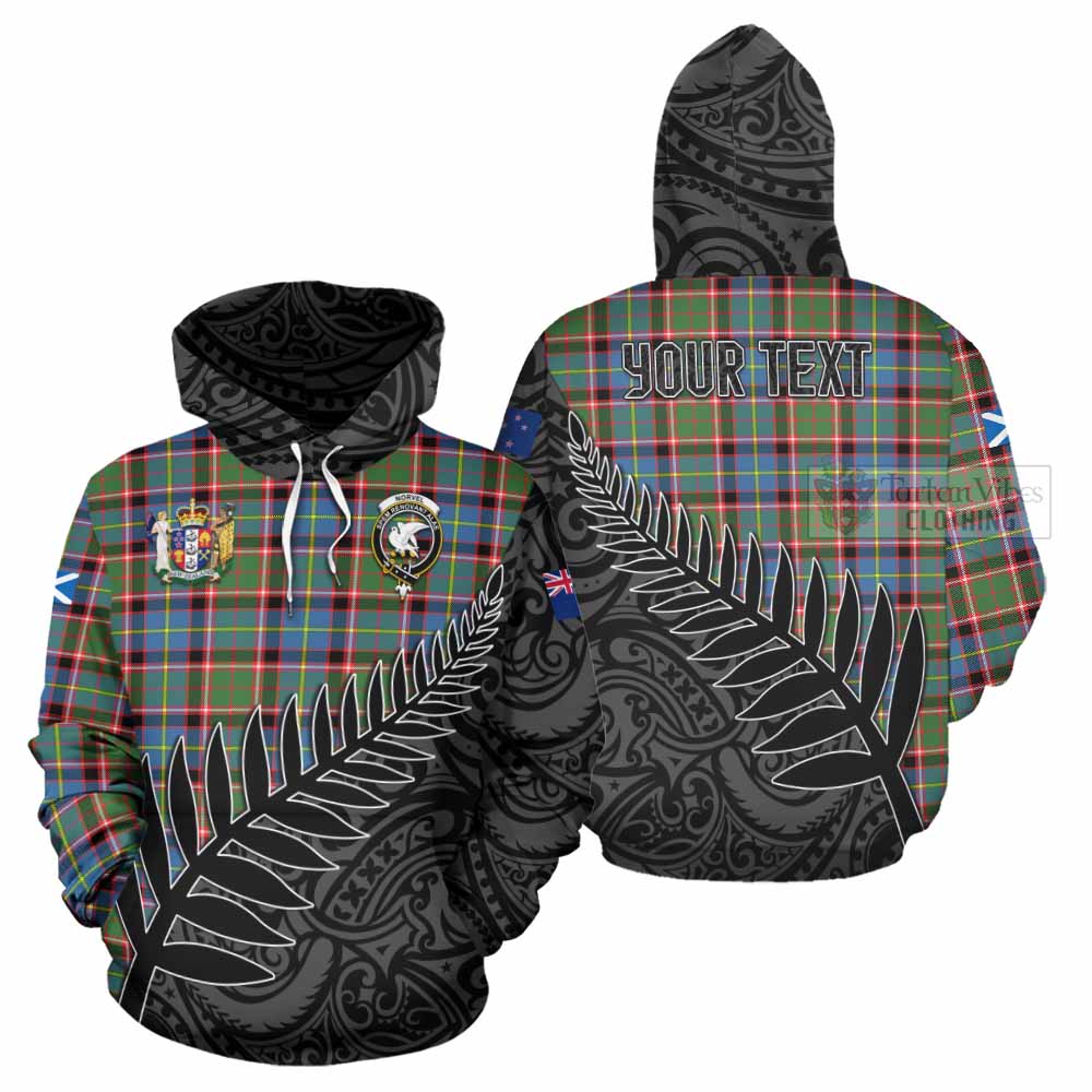 Tartan Vibes Clothing Norvel Crest Tartan Hoodie with New Zealand Silver Fern Half Style