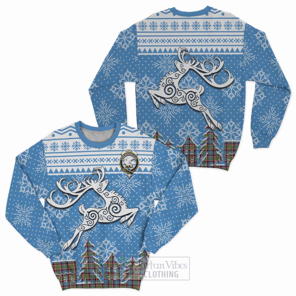 Tartan Vibes Clothing Norvel Clan Christmas Sweatshirt Celtic Reindeer Style