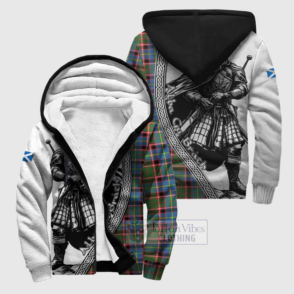 Tartan Vibes Clothing Norvel Tartan Clan Crest Sherpa Hoodie with Highlander Warrior Celtic Style