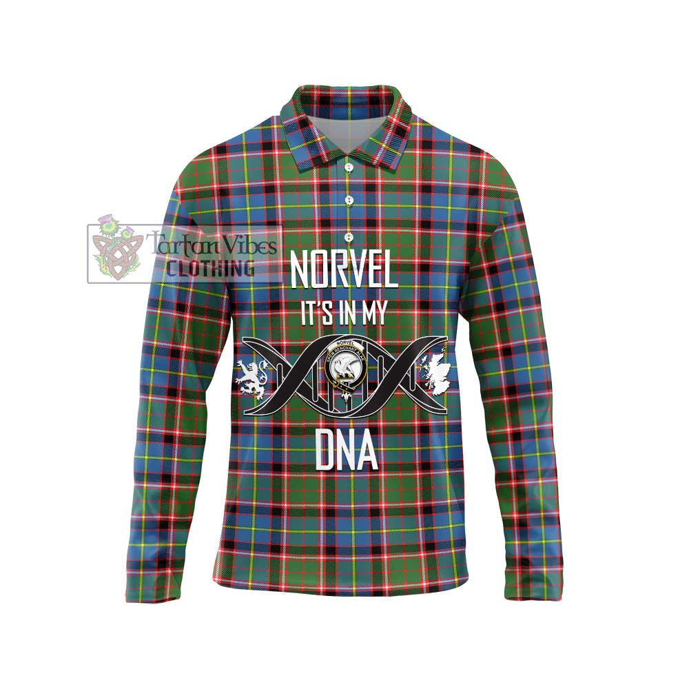 Tartan Vibes Clothing Norvel Tartan Long Sleeve Polo Shirt with Family Crest DNA In Me Style