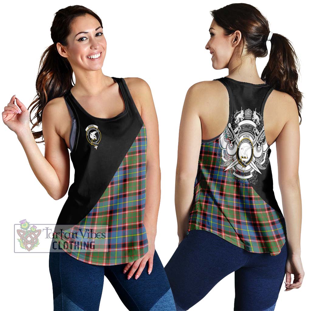 Tartan Vibes Clothing Norvel Tartan Women's Racerback Tanks with Family Crest and Military Logo Style