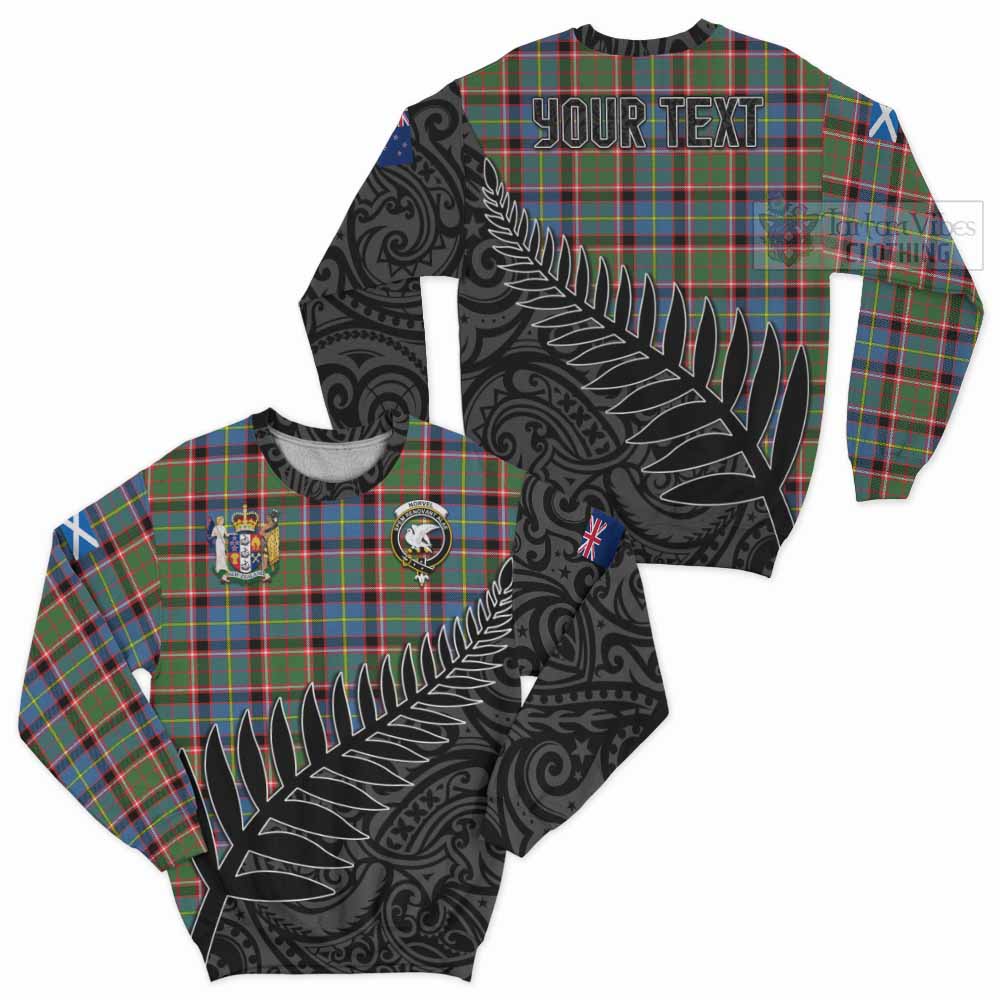 Tartan Vibes Clothing Norvel Crest Tartan Sweatshirt with New Zealand Silver Fern Half Style