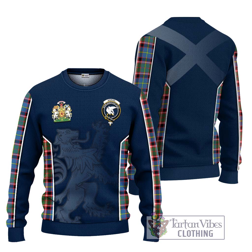 Tartan Vibes Clothing Norvel Tartan Knitted Sweater with Family Crest and Lion Rampant Vibes Sport Style