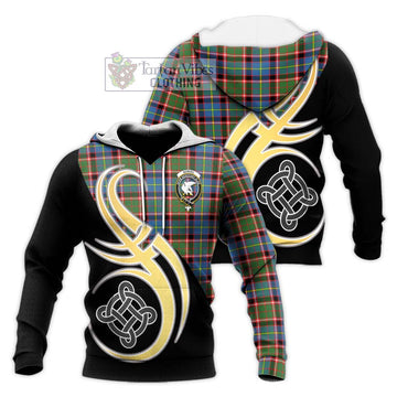 Norvel Tartan Knitted Hoodie with Family Crest and Celtic Symbol Style