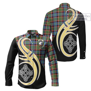 Norvel Tartan Long Sleeve Button Shirt with Family Crest and Celtic Symbol Style