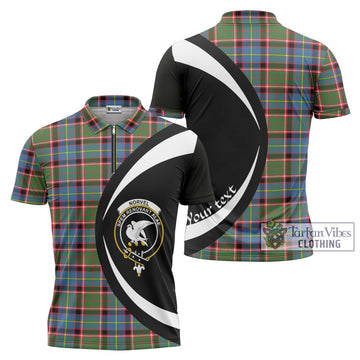 Norvel Tartan Zipper Polo Shirt with Family Crest Circle Style