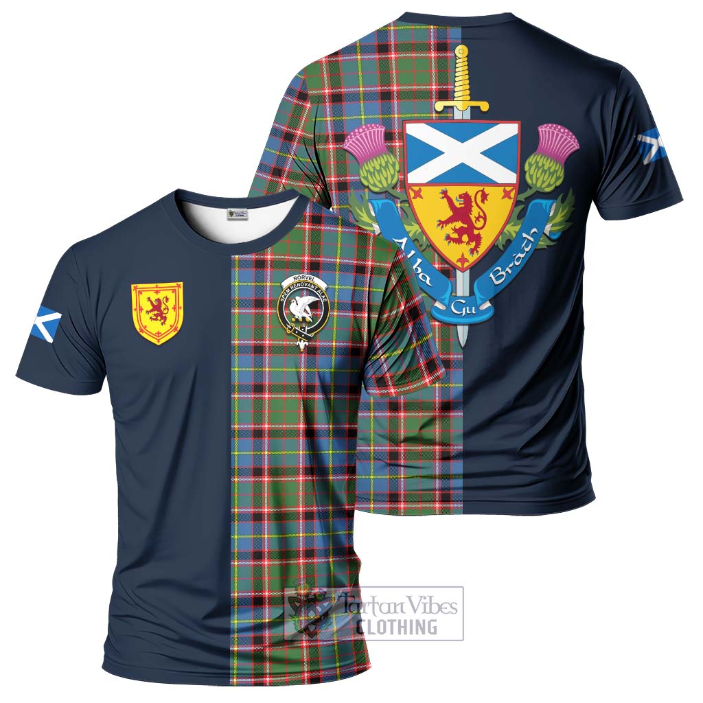 Tartan Vibes Clothing Norvel Tartan T-Shirt Alba with Scottish Lion Royal Arm Half Style