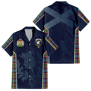 Norvel Tartan Short Sleeve Button Up Shirt with Family Crest and Scottish Thistle Vibes Sport Style