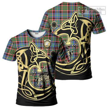Norvel Tartan T-Shirt with Family Crest Celtic Wolf Style