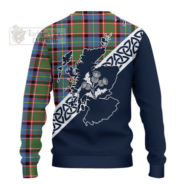 Norvel Tartan Knitted Sweater Featuring Thistle and Scotland Map