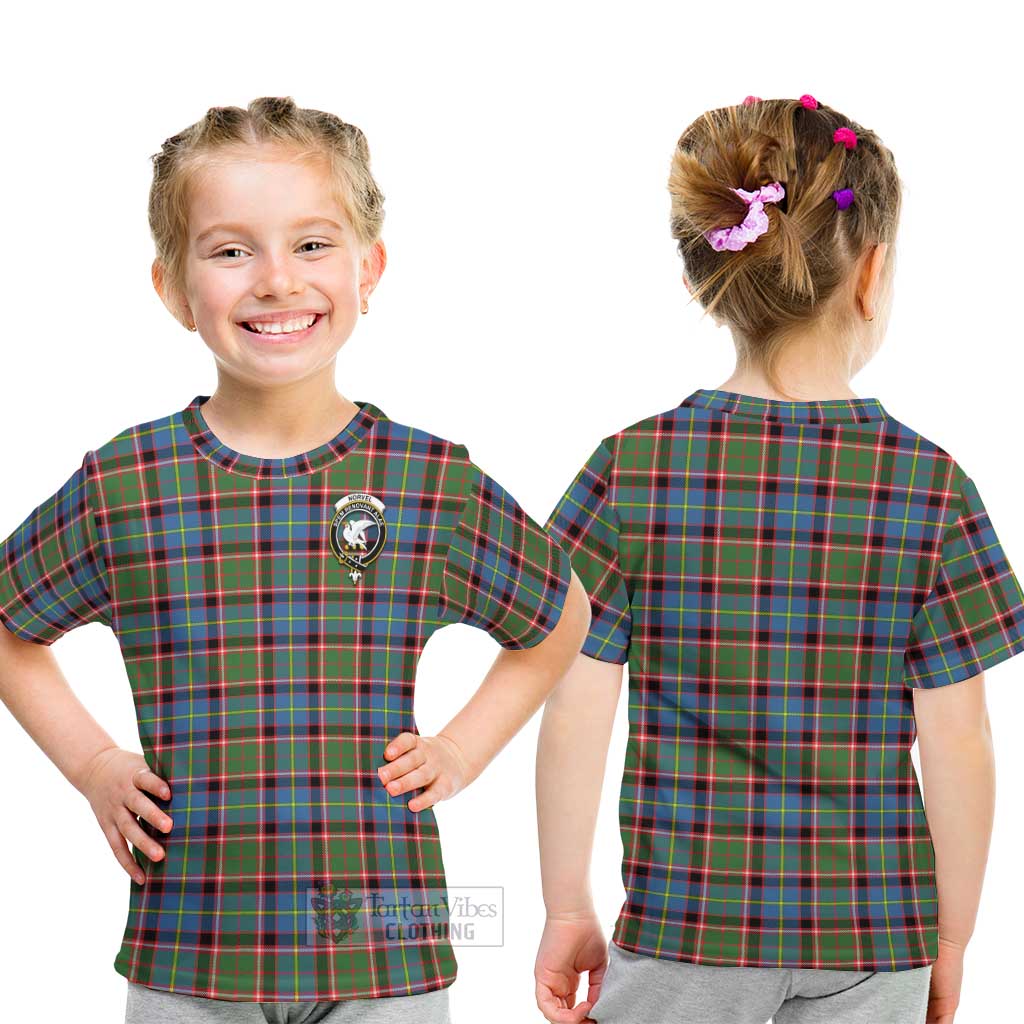 Tartan Vibes Clothing Norvel Tartan Kid T-Shirt with Family Crest