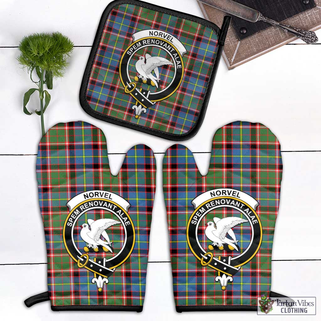 Tartan Vibes Clothing Norvel Tartan Combo Oven Mitt & Pot-Holder with Family Crest