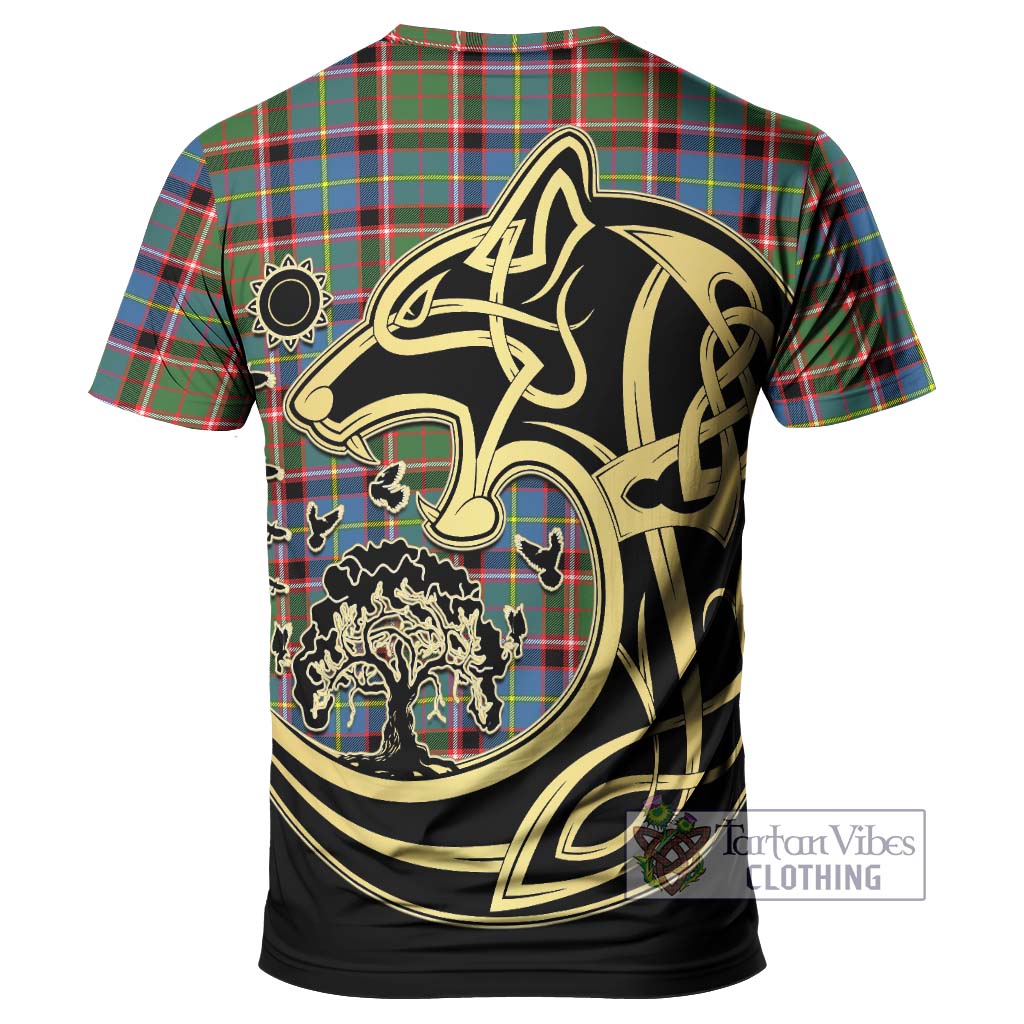 Tartan Vibes Clothing Norvel Tartan T-Shirt with Family Crest Celtic Wolf Style