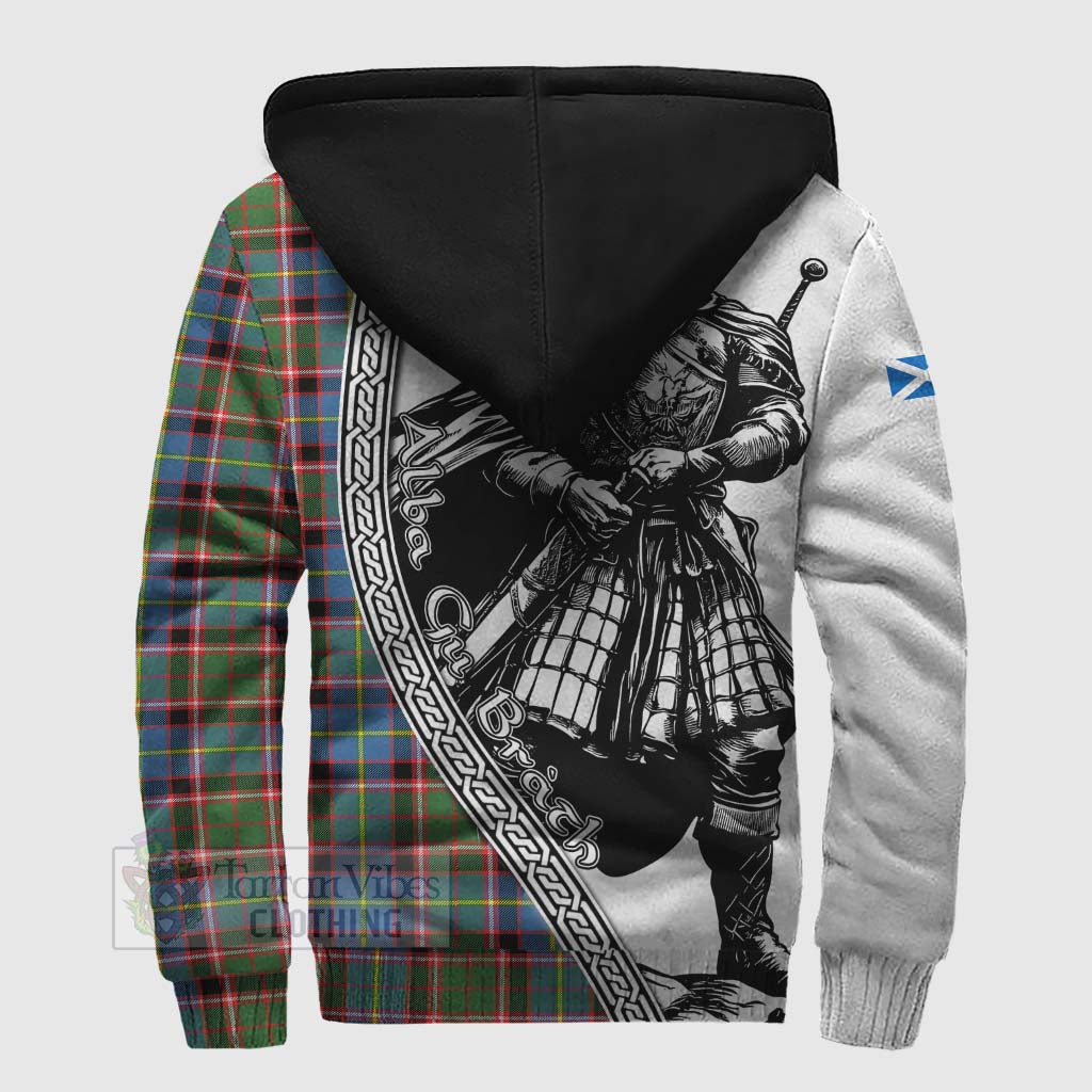 Tartan Vibes Clothing Norvel Tartan Clan Crest Sherpa Hoodie with Highlander Warrior Celtic Style