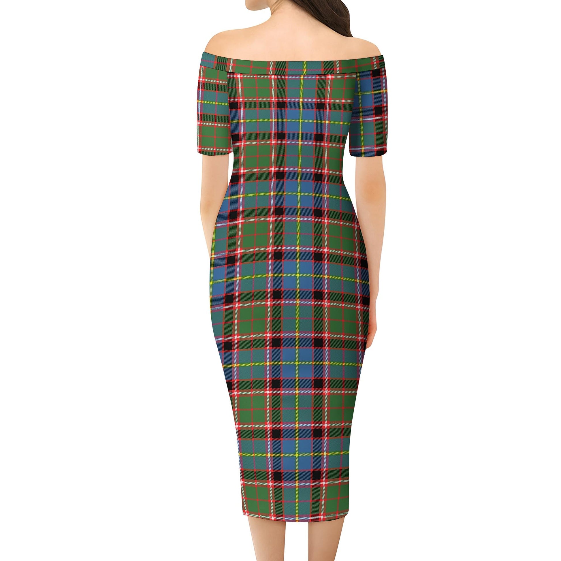 Norvel Tartan Off Shoulder Lady Dress - Tartanvibesclothing