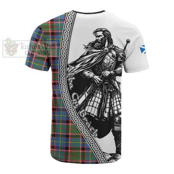 Norvel Tartan Clan Crest Cotton T-shirt with Highlander Warrior Celtic Style - Tartan Vibes Clothing