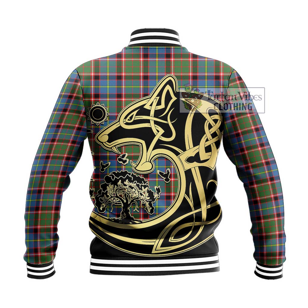 Tartan Vibes Clothing Norvel Tartan Baseball Jacket with Family Crest Celtic Wolf Style
