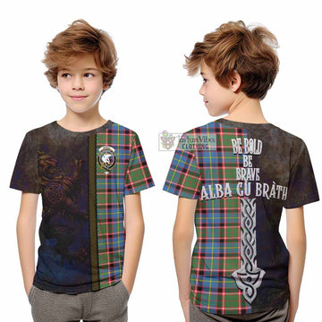 Norvel Tartan Family Crest Kid T-Shirt Alba Gu Brath Be Brave Lion Ancient Style - Tartan Vibes Clothing