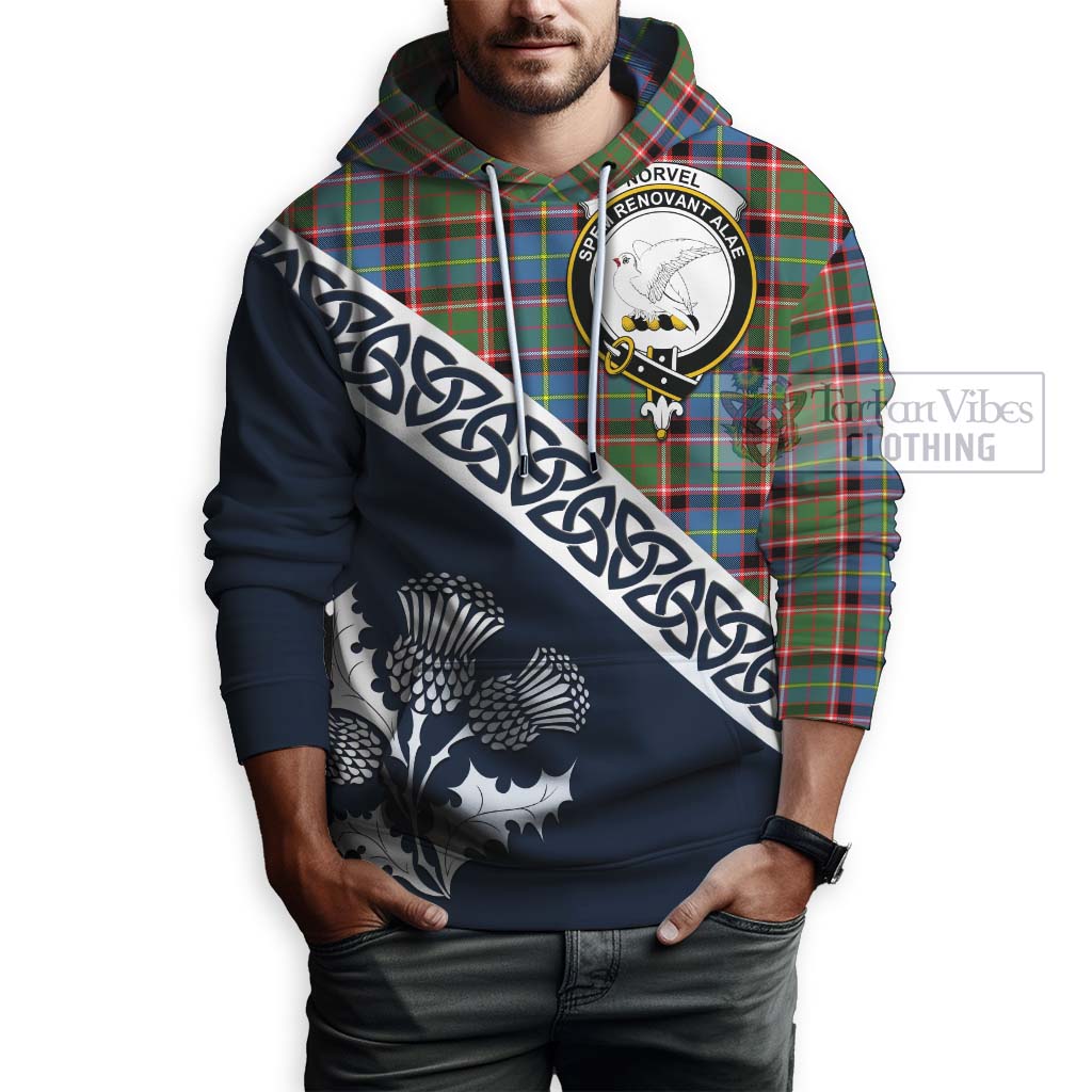 Tartan Vibes Clothing Norvel Tartan Hoodie Featuring Thistle and Scotland Map