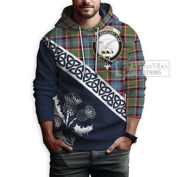 Norvel Tartan Hoodie Featuring Thistle and Scotland Map