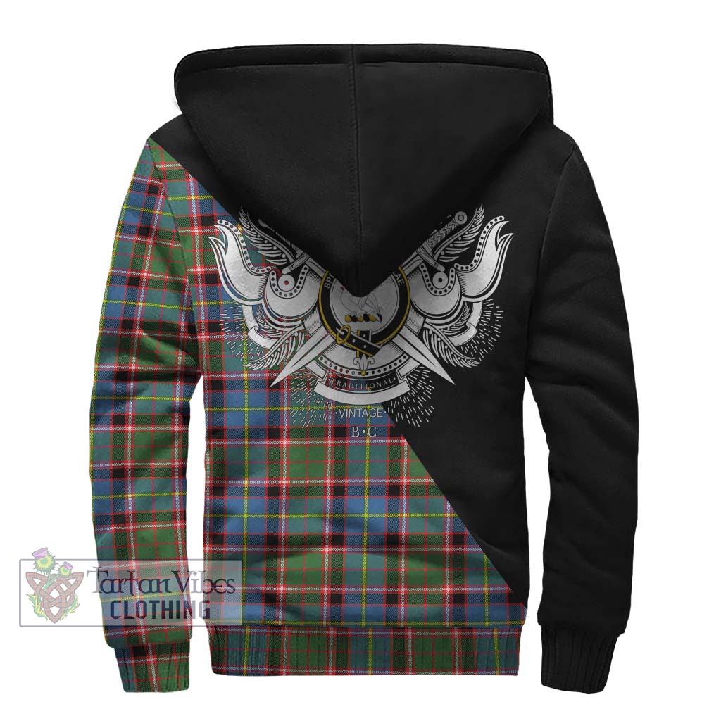 Tartan Vibes Clothing Norvel Tartan Sherpa Hoodie with Family Crest and Military Logo Style