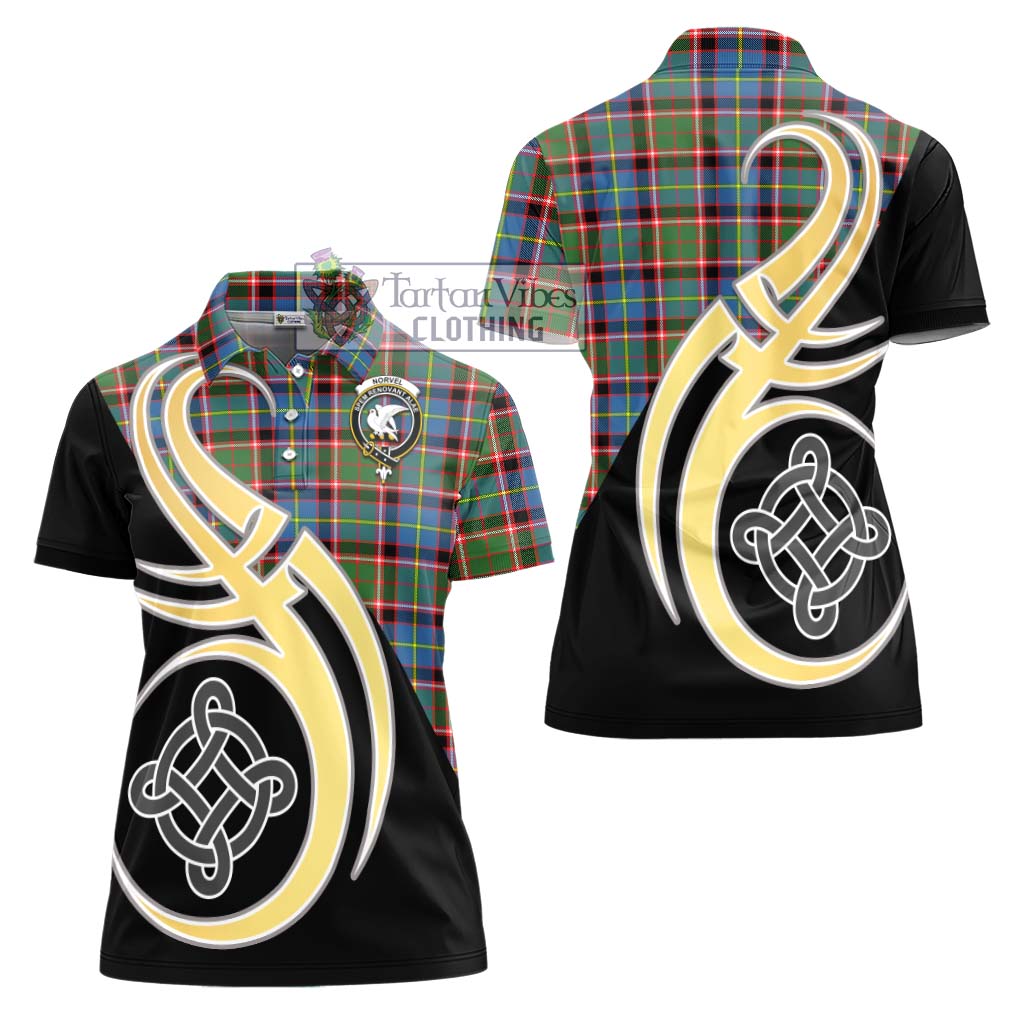 Tartan Vibes Clothing Norvel Tartan Women's Polo Shirt with Family Crest and Celtic Symbol Style