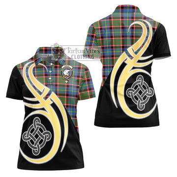 Norvel Tartan Women's Polo Shirt with Family Crest and Celtic Symbol Style