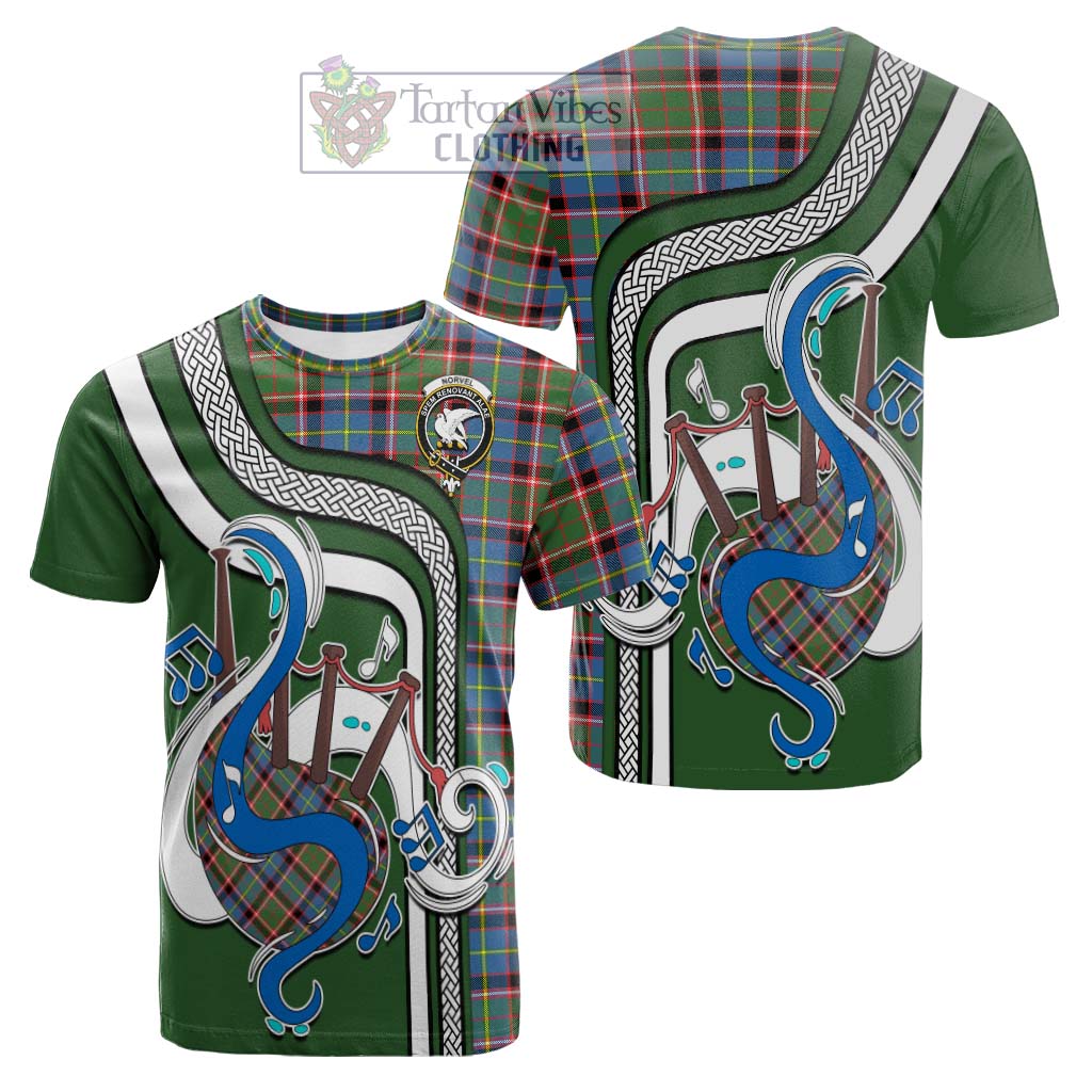 Tartan Vibes Clothing Norvel Tartan Cotton T-shirt with Epic Bagpipe Style