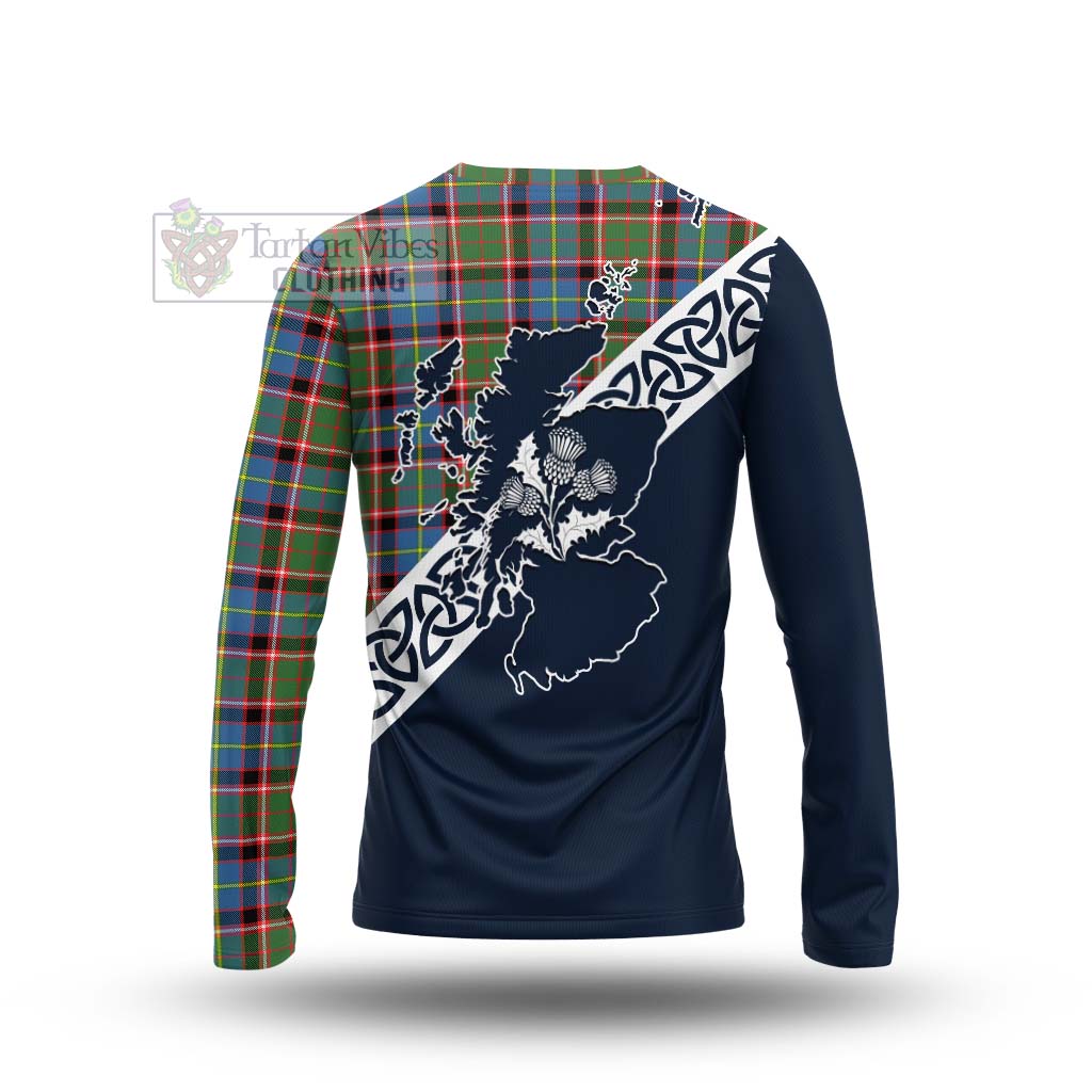 Tartan Vibes Clothing Norvel Tartan Long Sleeve T-Shirt Featuring Thistle and Scotland Map