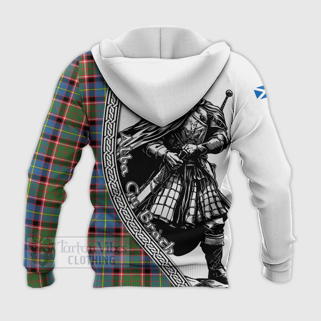 Tartan Vibes Clothing Norvel Tartan Clan Crest Knitted Hoodie with Highlander Warrior Celtic Style